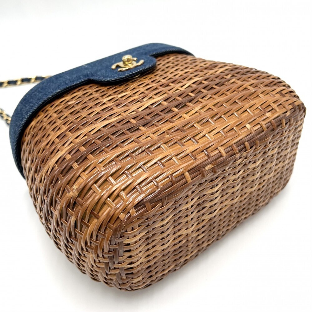 Chanel Women's Straw Bag, Chain Shoulder Crossbody Coco Mark, Turnlock, CHANE... - Picture 3 of 16